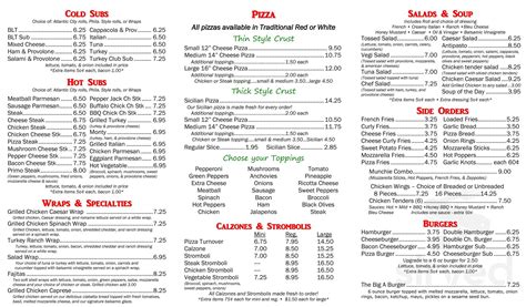 Mchugh's pizza brigantine menu  English 